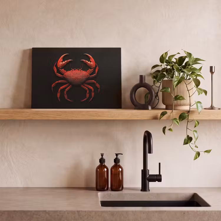 Krab - Rood - Vissen - Schaaldieren canvas 2cm klein -sfeer3
