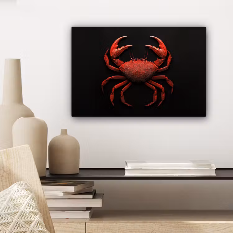 Krab - Rood - Vissen - Schaaldieren canvas 2cm klein -sfeer6