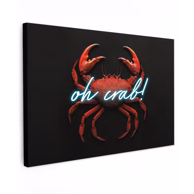 Krab - Rood - Neon - Quote canvas 2cm klein -z3d