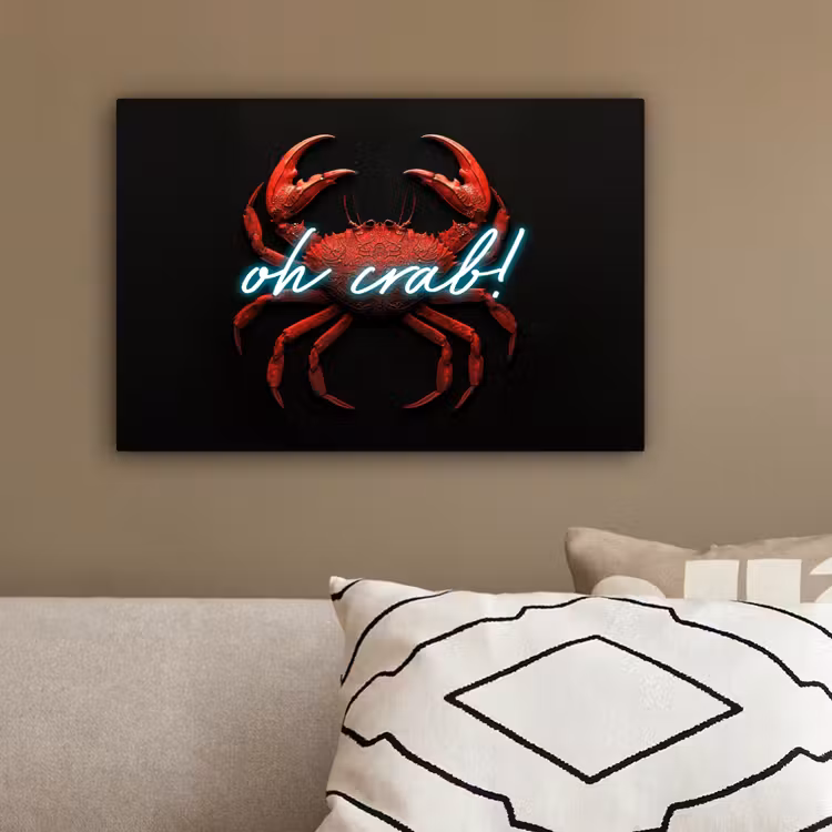 Krab - Rood - Neon - Quote canvas 2cm klein -sfeer3