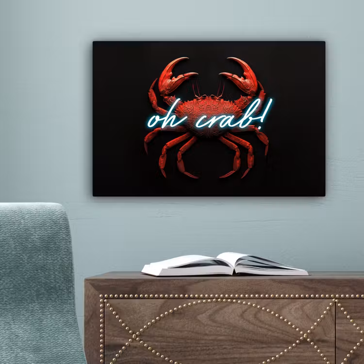 Krab - Rood - Neon - Quote canvas 2cm klein -sfeer4