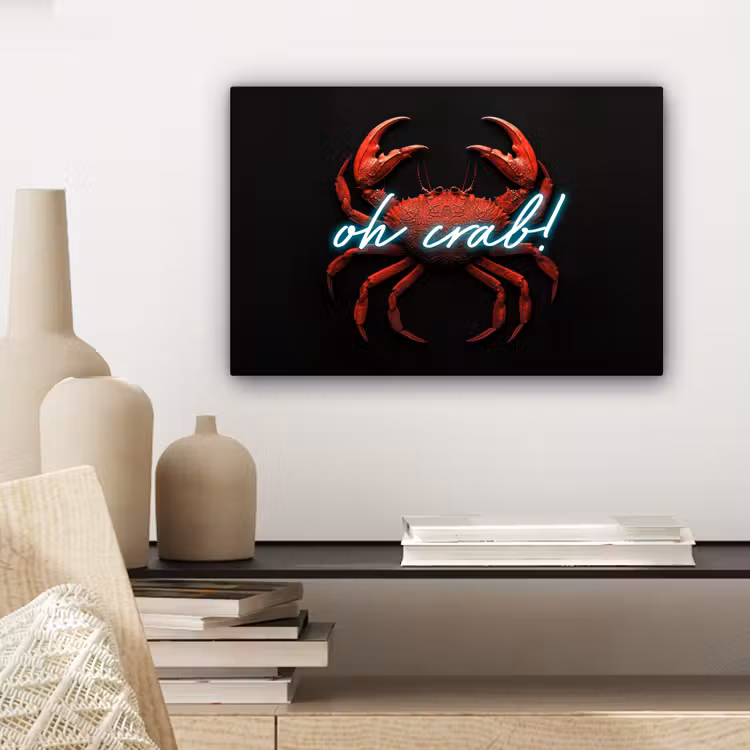 Krab - Rood - Neon - Quote canvas 2cm klein -sfeer6
