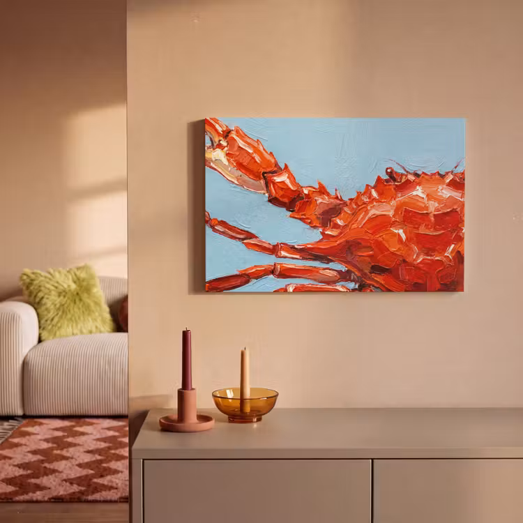 Krab - Zee - Dieren - Abstract - Rood canvas 2cm klein -sfeer1