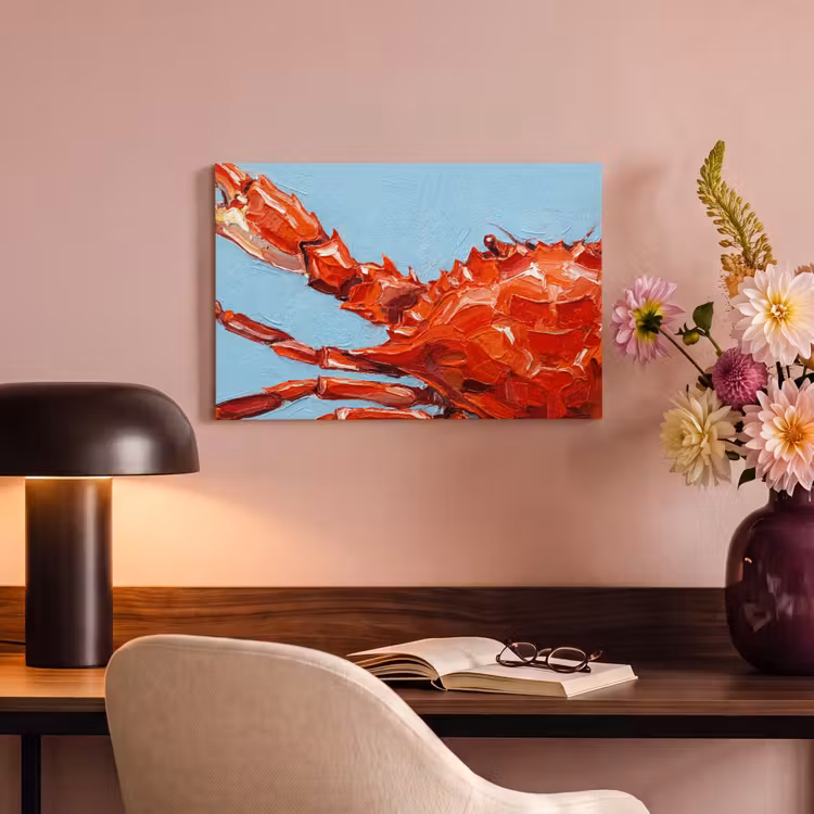 Krab - Zee - Dieren - Abstract - Rood canvas 2cm klein -sfeer4