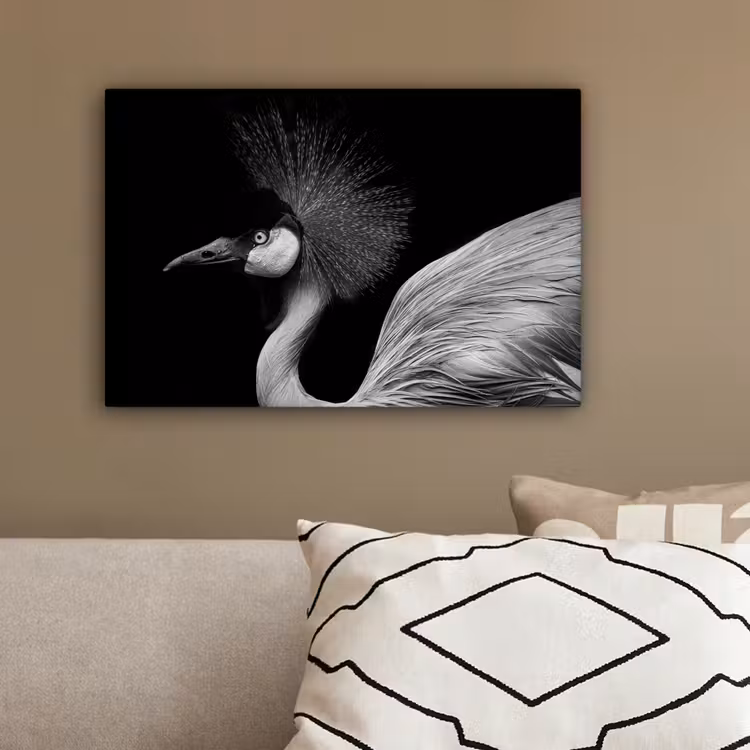 Kraanvogel - Zwart - Wit - Vogel - Dieren canvas 2cm klein -sfeer3