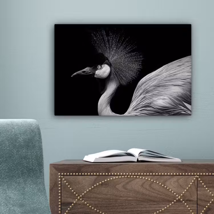 Kraanvogel - Zwart - Wit - Vogel - Dieren canvas 2cm klein -sfeer4