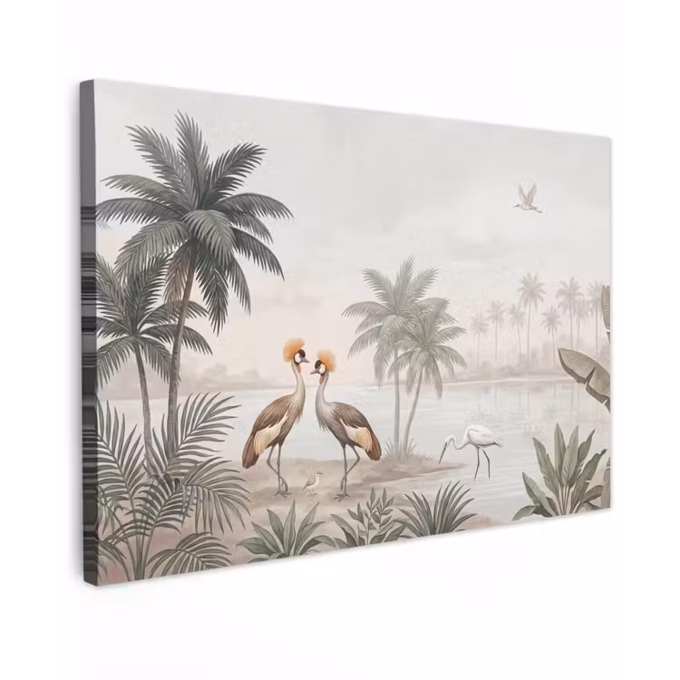 Kraanvogels - Palmbomen - Tropisch canvas 2cm klein -z3d