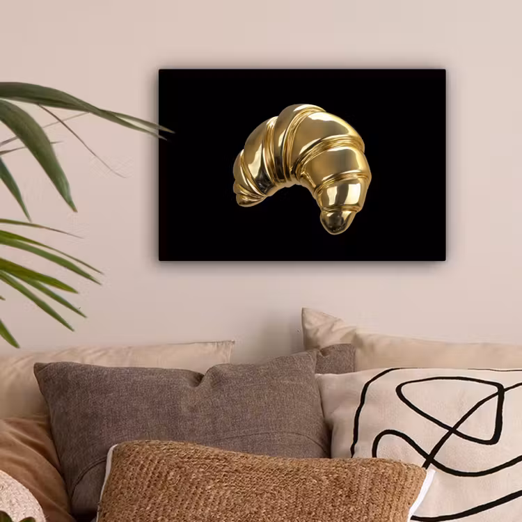 Croissant - Brood - Goud - Zwart canvas 2cm klein -sfeer1