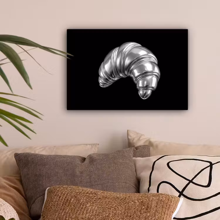 Croissant - Metaal - Zilver canvas 2cm klein -sfeer1