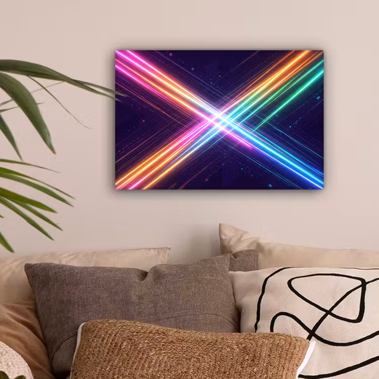 Kruisen - Lasterstralen - Neon canvas 2cm klein -sfeer1