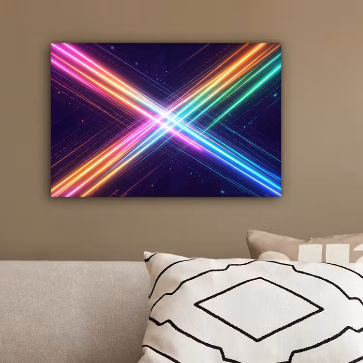 Kruisen - Lasterstralen - Neon canvas 2cm klein -sfeer3