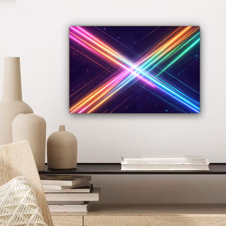 Kruisen - Lasterstralen - Neon canvas 2cm klein -sfeer6