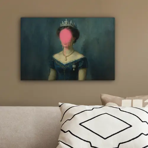 Kroon - Roze druipend verf - Portret canvas 2cm klein -sfeer3