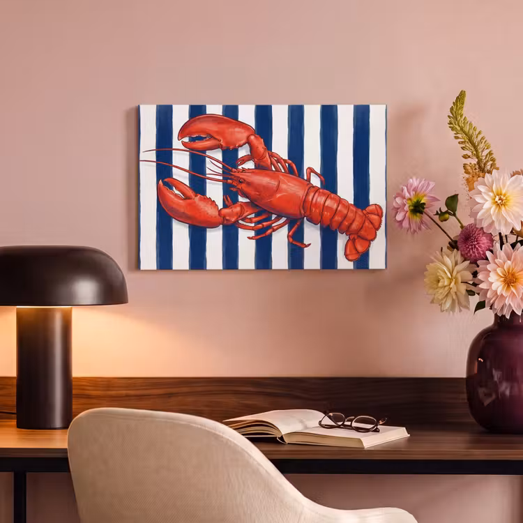 Schaaldier - Kreeft - Marine - Illustratie - Rood canvas 2cm klein -sfeer4