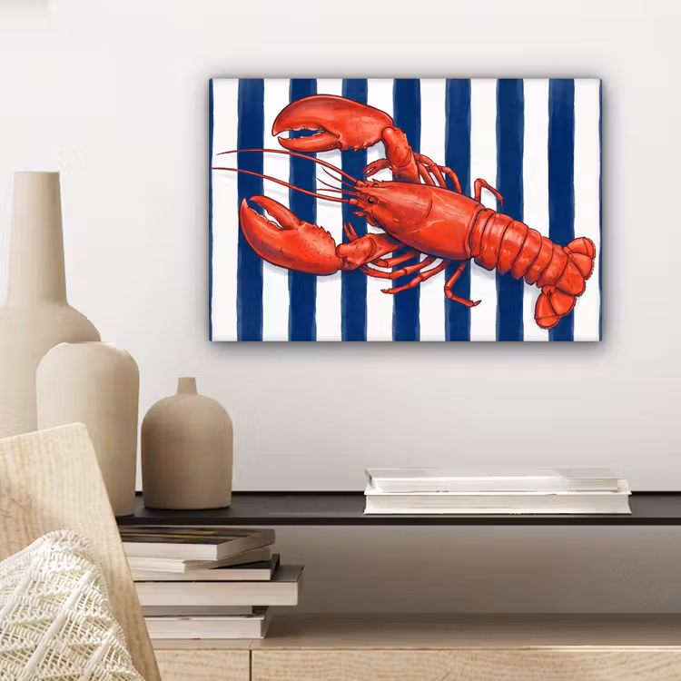 Schaaldier - Kreeft - Marine - Illustratie - Rood canvas 2cm klein -sfeer6