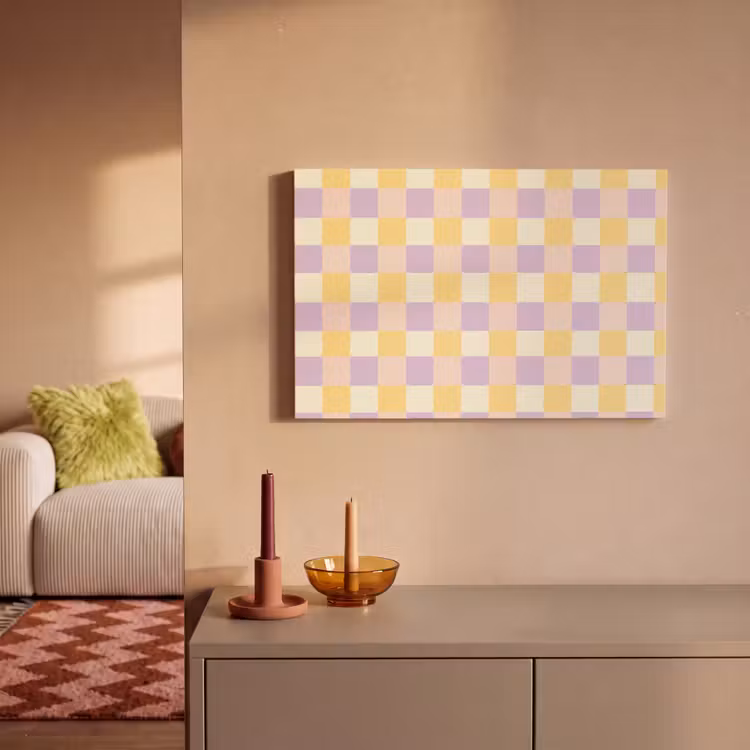 Blokjes - Lila - Geel canvas 2cm klein 34 -sfeer1