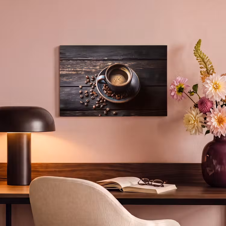 Kop - Koffie - Hout - Bonen canvas 2cm klein -sfeer4