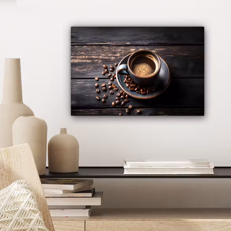 Kop - Koffie - Hout - Bonen canvas 2cm klein -sfeer6
