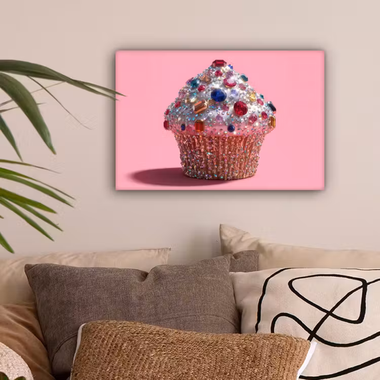 Cupcake - Kleurrijk - Edelstenen canvas 2cm klein -sfeer1