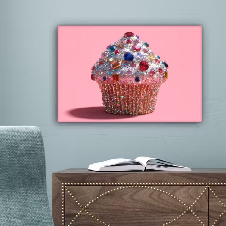 Cupcake - Kleurrijk - Edelstenen canvas 2cm klein -sfeer4