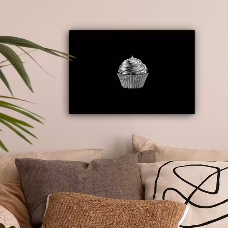 Cupcake - Luxueus - Zilver canvas 2cm klein -sfeer1