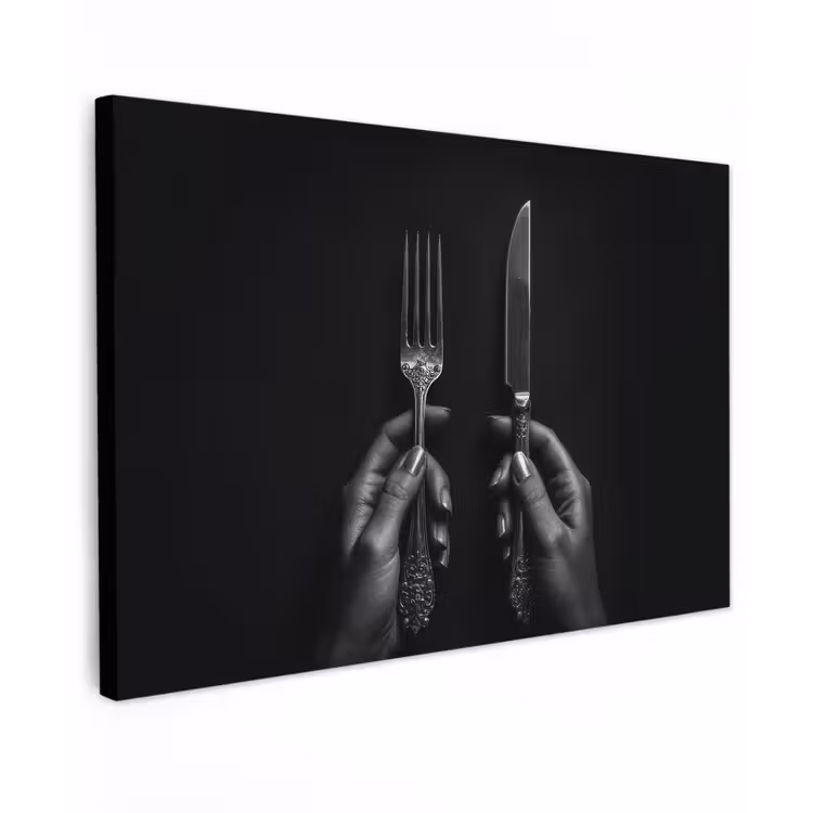 Bestek - Zwart - Wit canvas 2cm klein -z3d