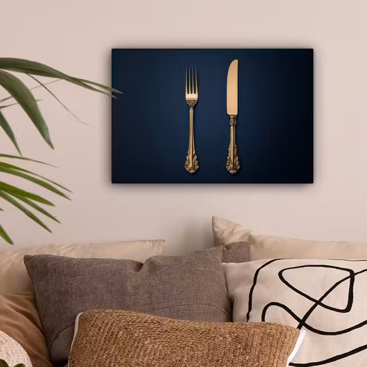 Bestek - Donkerblauw - Goud canvas 2cm klein -sfeer1