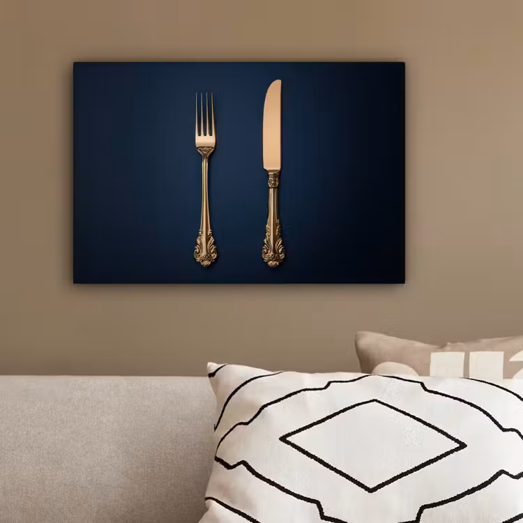 Bestek - Donkerblauw - Goud canvas 2cm klein -sfeer3