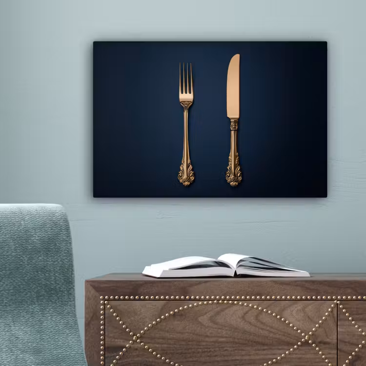 Bestek - Donkerblauw - Goud canvas 2cm klein -sfeer4