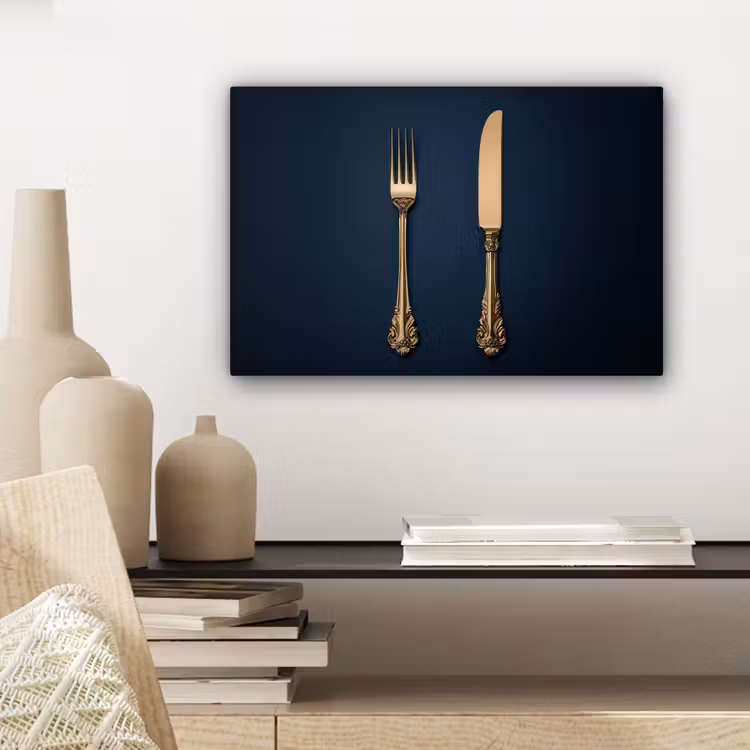 Bestek - Donkerblauw - Goud canvas 2cm klein -sfeer6