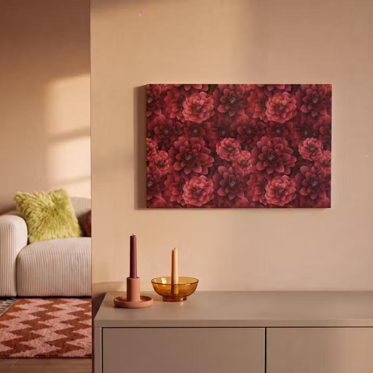 Dahlias - Bloemen - Rood canvas 2cm klein 34 -sfeer1