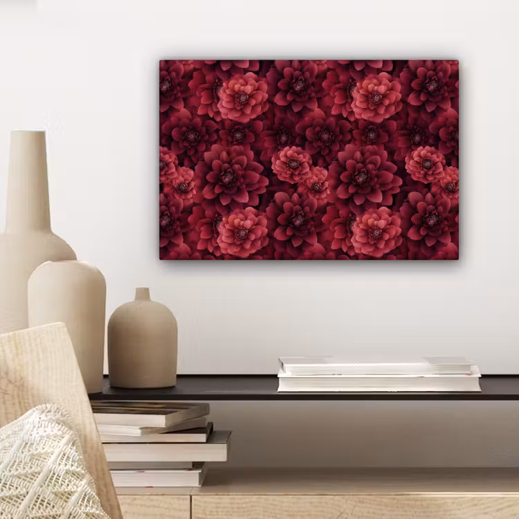 Dahlias - Bloemen - Rood canvas 2cm klein 34 -sfeer6