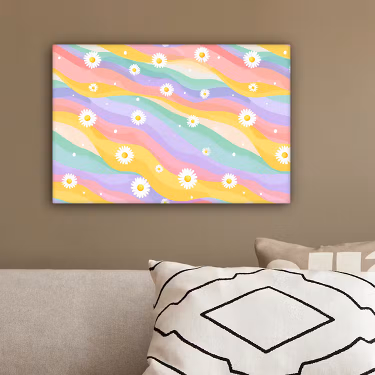 Madeliefjes - Kleurrijk - Pastel - Vrolijk canvas 2cm klein -sfeer3