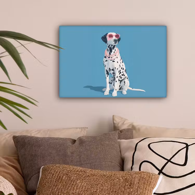 Dalmatiër - Zonnebril - Blauw canvas 2cm klein -sfeer1