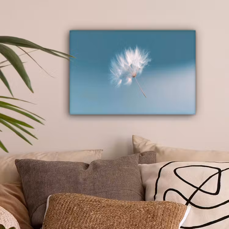 Paardenbloempluisje - Blauw - Lucht canvas 2cm klein -sfeer1