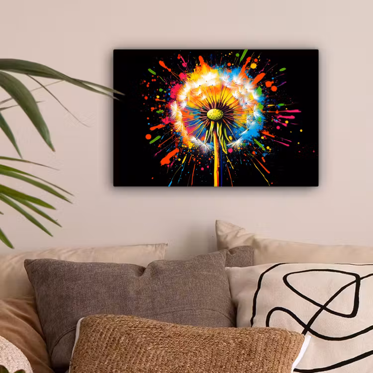 Paardenbloem - Graffiti - Kleurrijk - Bloemen - Natuur canvas 2cm klein -sfeer1