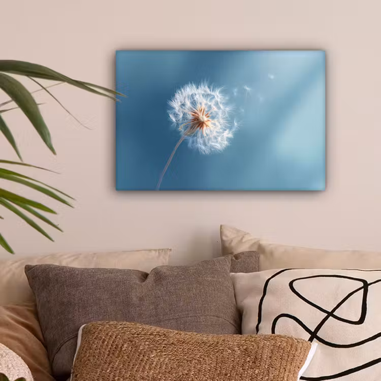 Paardenbloem - Wind - Blauw canvas 2cm klein -sfeer1