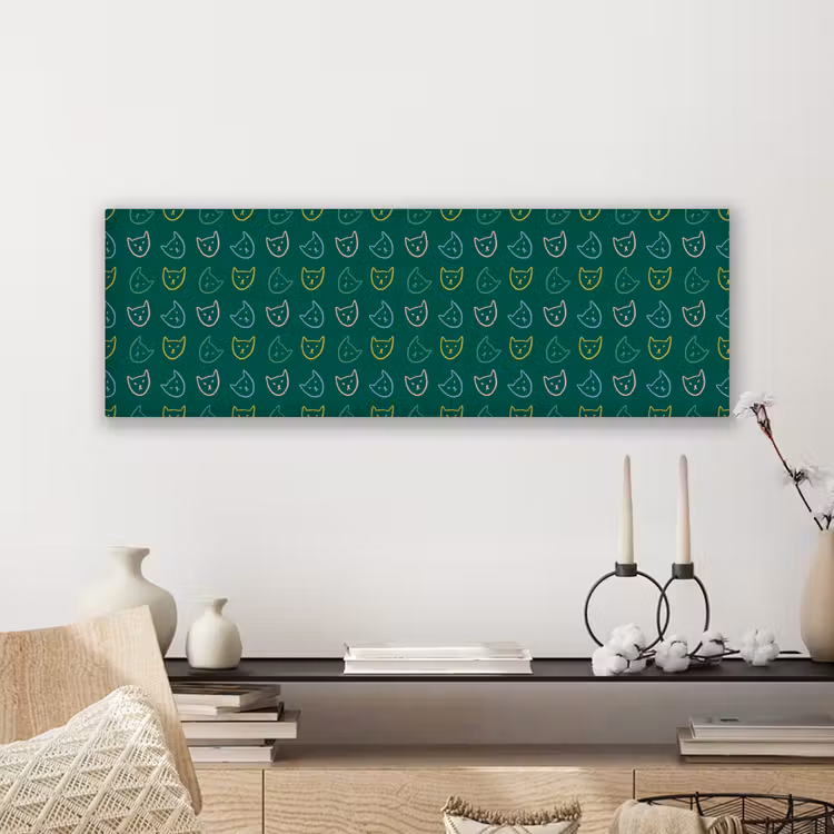 Donkergroen - Gezichten - Katten - Kleuren canvas 2cm klein 828 -sfeer6