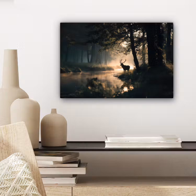 Hert - Bosbeek - Mystiek canvas 2cm klein -sfeer6