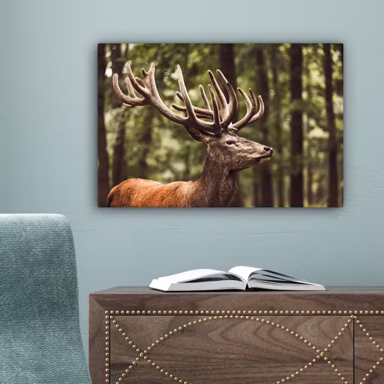 Hert - Natuur - Gewei - Bos - Dieren canvas 2cm klein -sfeer4
