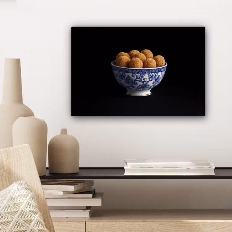 Delfts blauw - Bitterballen - Holland - Schaal canvas 2cm klein -sfeer6