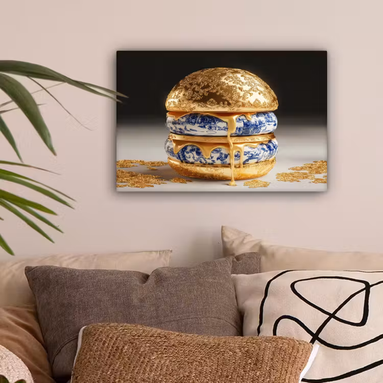 Delftsblauw - Goud - Burger canvas 2cm klein -sfeer1