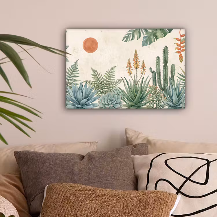 Woestijn - Planten - Groen canvas 2cm klein -sfeer1