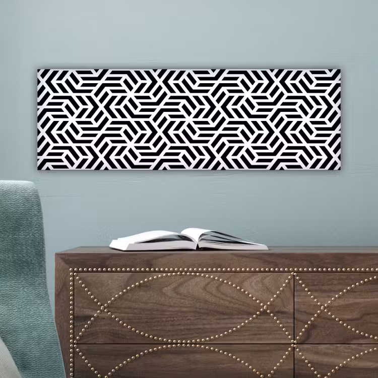 Design - Geometrie - Patroon - Zwart - Wit canvas 2cm klein 828 -sfeer4