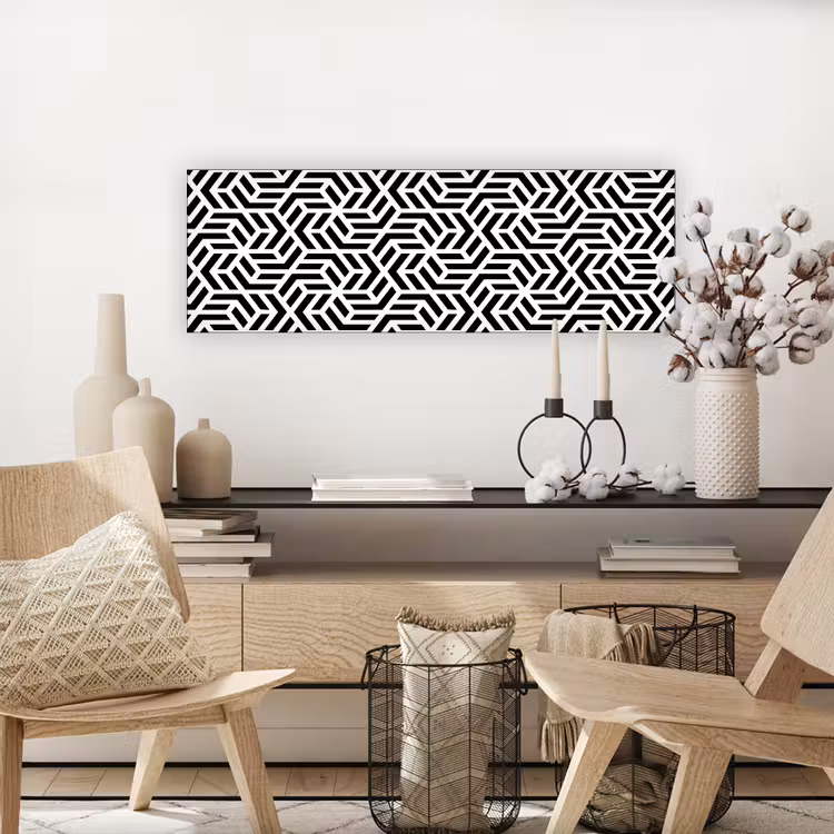 Design - Geometrie - Patroon - Zwart - Wit canvas 2cm klein 828 -sfeer6