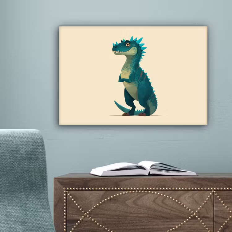 Dinosaurus - Turquoise - Stekels canvas 2cm klein -sfeer4