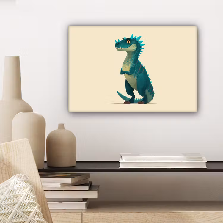 Dinosaurus - Turquoise - Stekels canvas 2cm klein -sfeer6