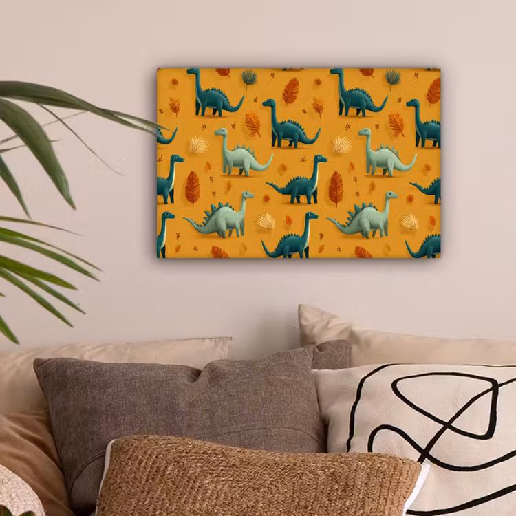 Dinosaurussen - Stekels - Herfstbladeren - Bruin canvas 2cm klein -sfeer1