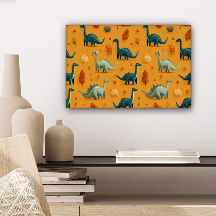 Dinosaurussen - Stekels - Herfstbladeren - Bruin canvas 2cm klein -sfeer6