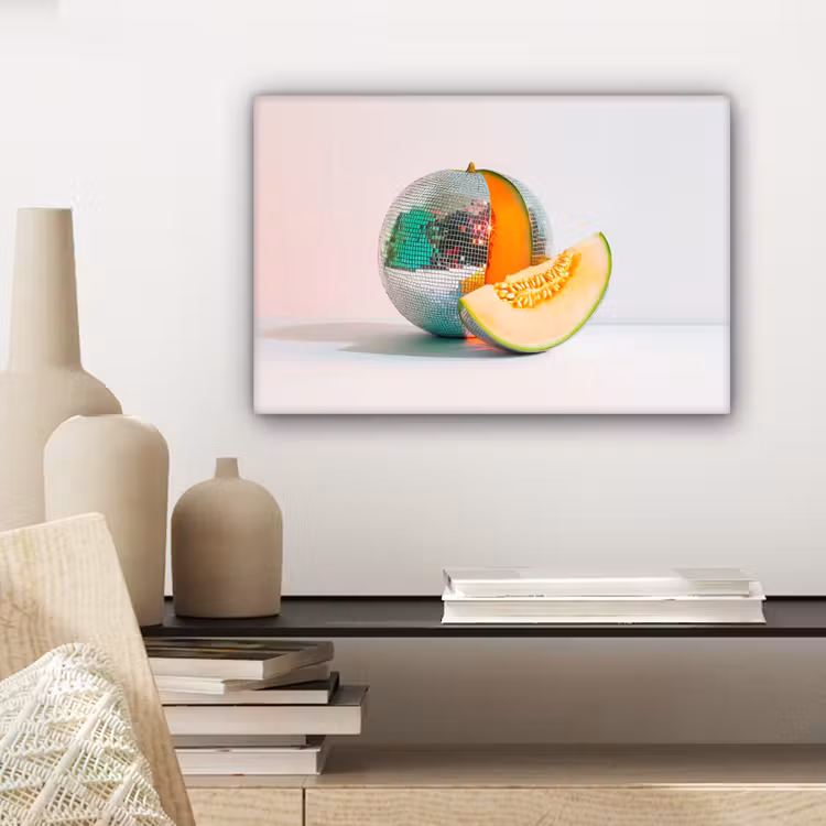 Disco - Discobal - Meloen - Pastel canvas 2cm klein -sfeer6